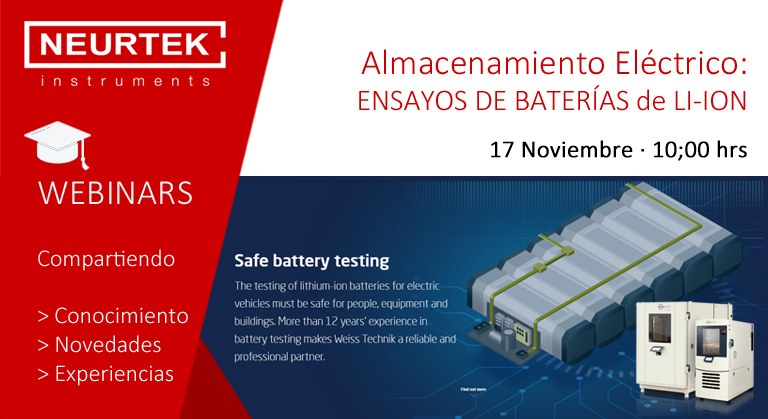 Webinar Gratuito. "Almacenamiento Eléctrico: Ensayo de Baterías de Li-ion"